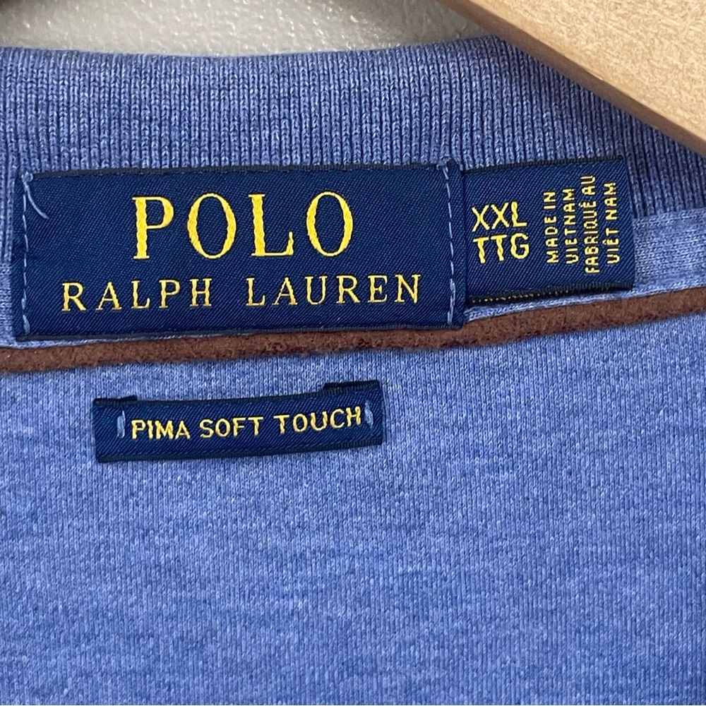 Ralph Lauren Polo Shirt Mens XXL Pima Soft Touch Long Sleeve Cotton blue - Picture 3 of 9